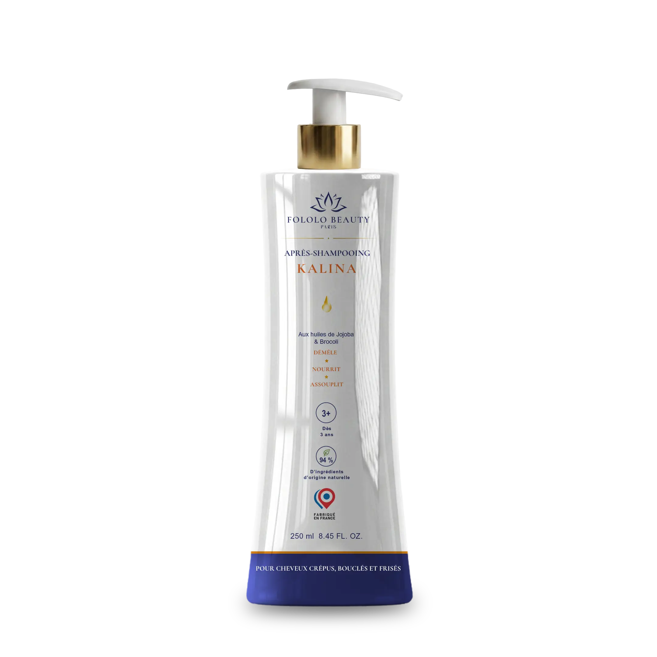 Après-shampooing démêlant Kalina Fololo Beauty pour cheveux crépus, frisés et bouclés, 250 ml